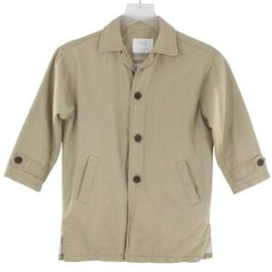 Zara Kids Cotton Button Front Lightweight Jacket Size 6 Tan Khaki
